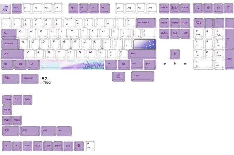Lavender violet PBT replacement keycap set for AKKO RK IKBC108 mechanical keyboards.