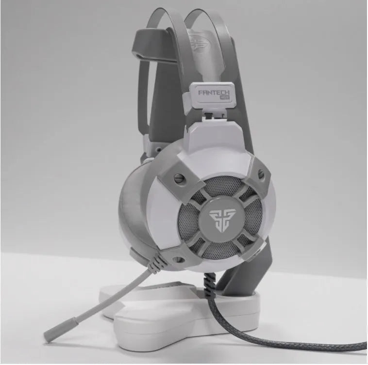 Fantech HG11 black gaming headset with RGB lights on ear cups and a USB cable.