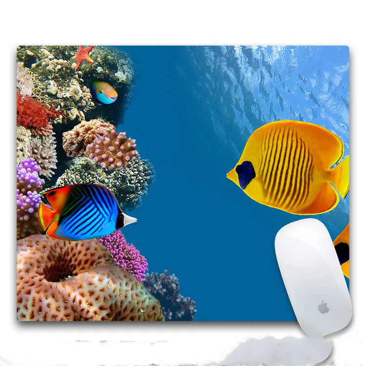 Custom rubber and cloth mouse pad with printed design, 240mm by 200mm, on a desk