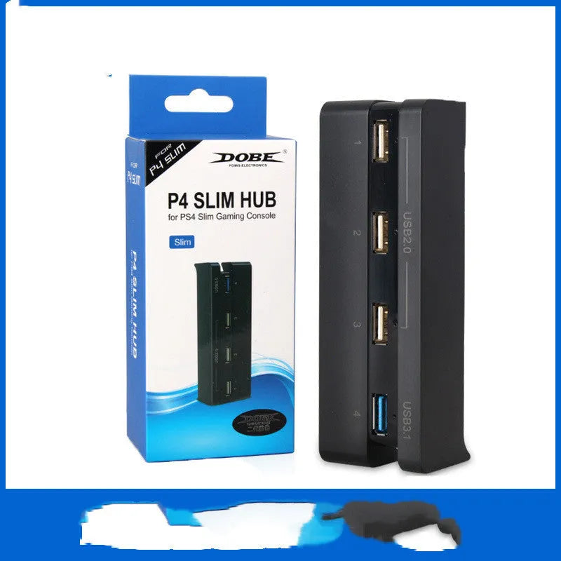 Black PS4 Slim USB hub extender with 2.0 3.0 interface for PlayStation 4 console accessories