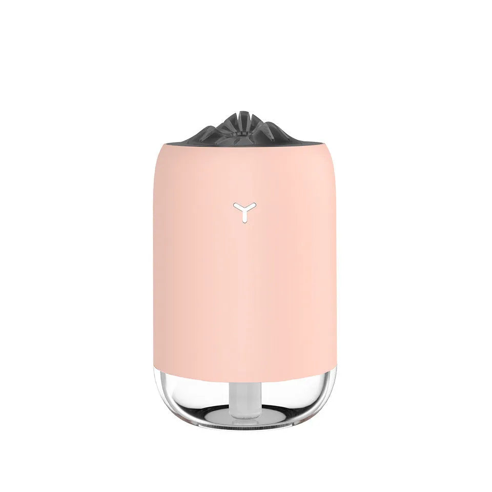 Magic Flame columnar humidifier in white with USB cable for desktop placement
