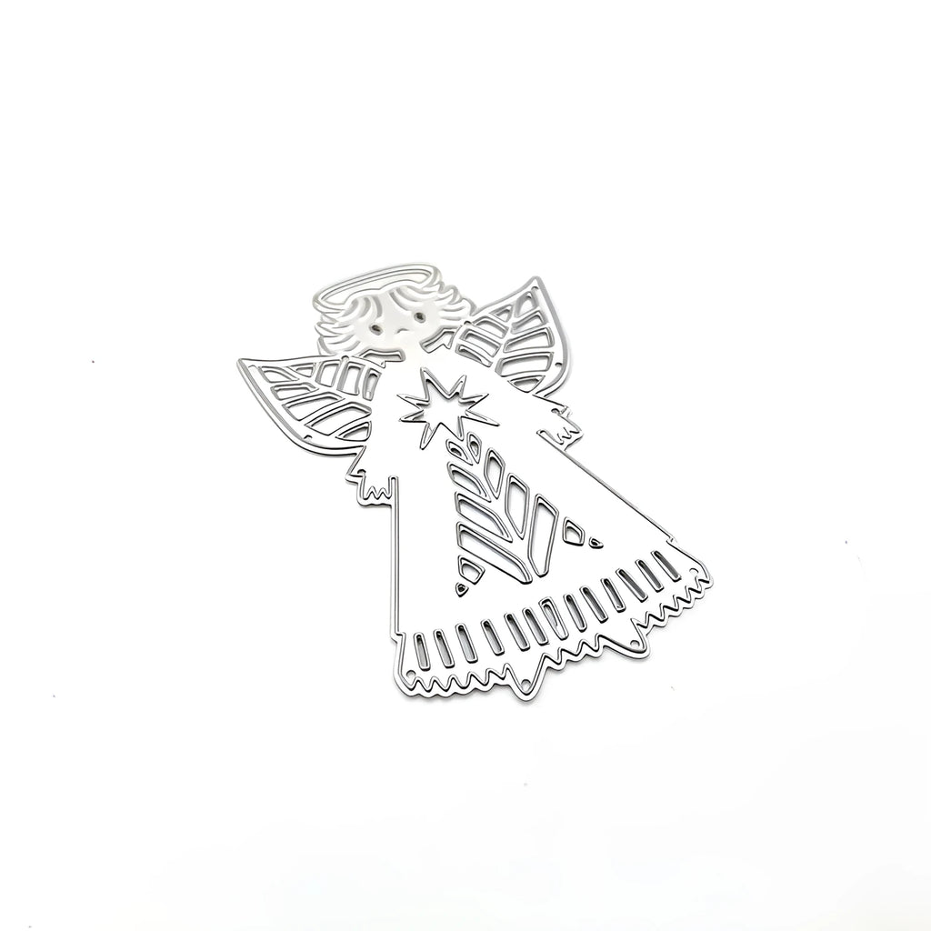 White angel-shaped carbon steel knife mould for embossing measuring 8x6cm