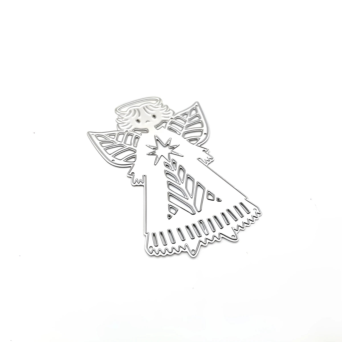 White angel-shaped carbon steel knife mould for embossing measuring 8x6cm