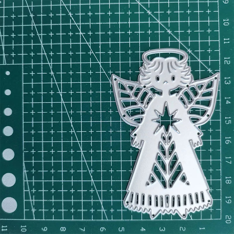 White angel-shaped carbon steel knife mould for embossing measuring 8x6cm