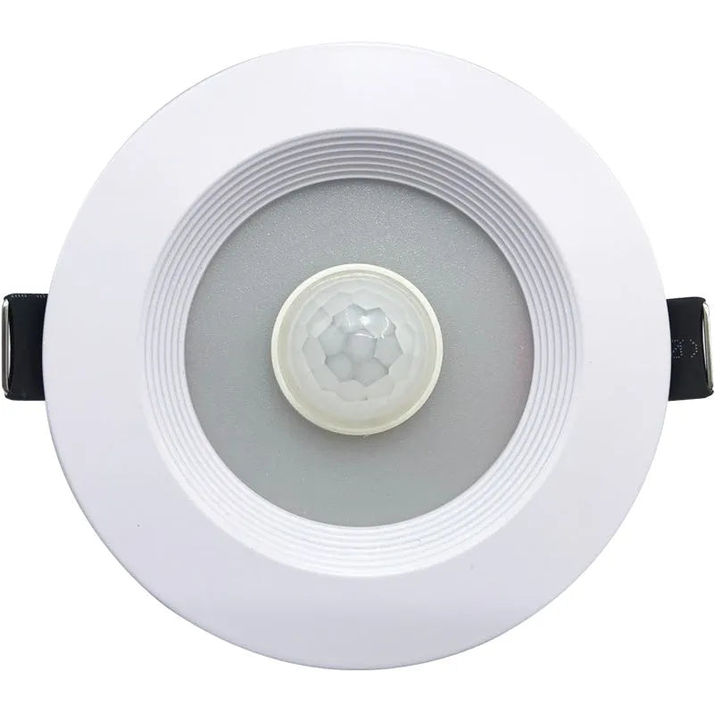 White infrared body sensing down light with aluminium housing for ceiling installation
