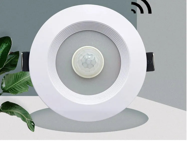 White infrared body sensing down light with aluminium housing for ceiling installation