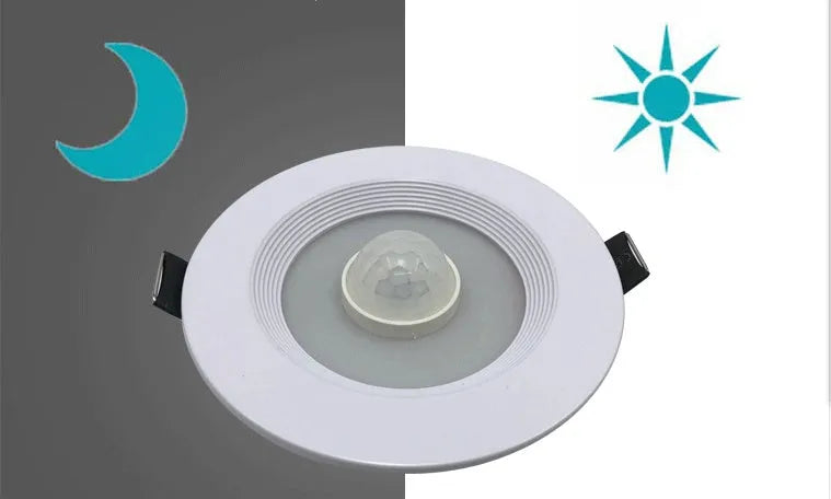 White infrared body sensing down light with aluminium housing for ceiling installation