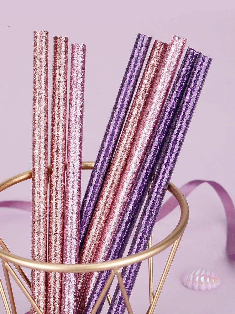 HB pencil mixed colour pack with purple glitter, pale pink, and poplar wood barrels in a display box.
