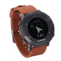 Smart sports watch with compass display showing heart rate and GPS tracking features in stainless steel case