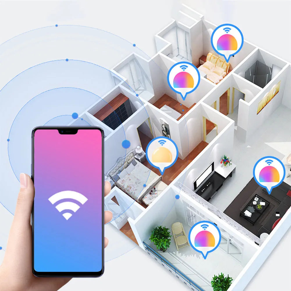 15W WiFi smart light bulb with RGB colour-changing and white light modes, E27 and B22 fittings