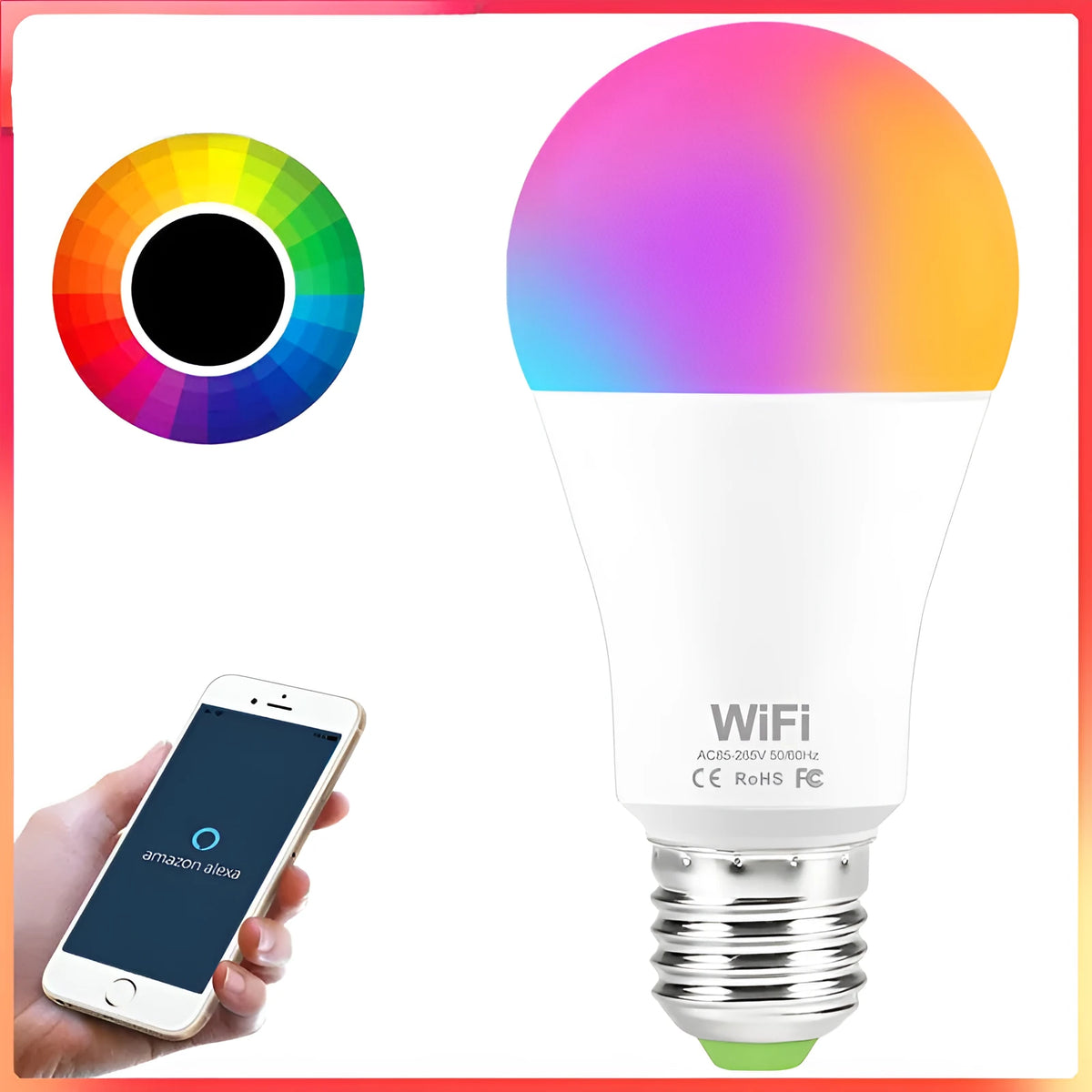 15W WiFi smart light bulb with RGB colour-changing and white light modes, E27 and B22 fittings