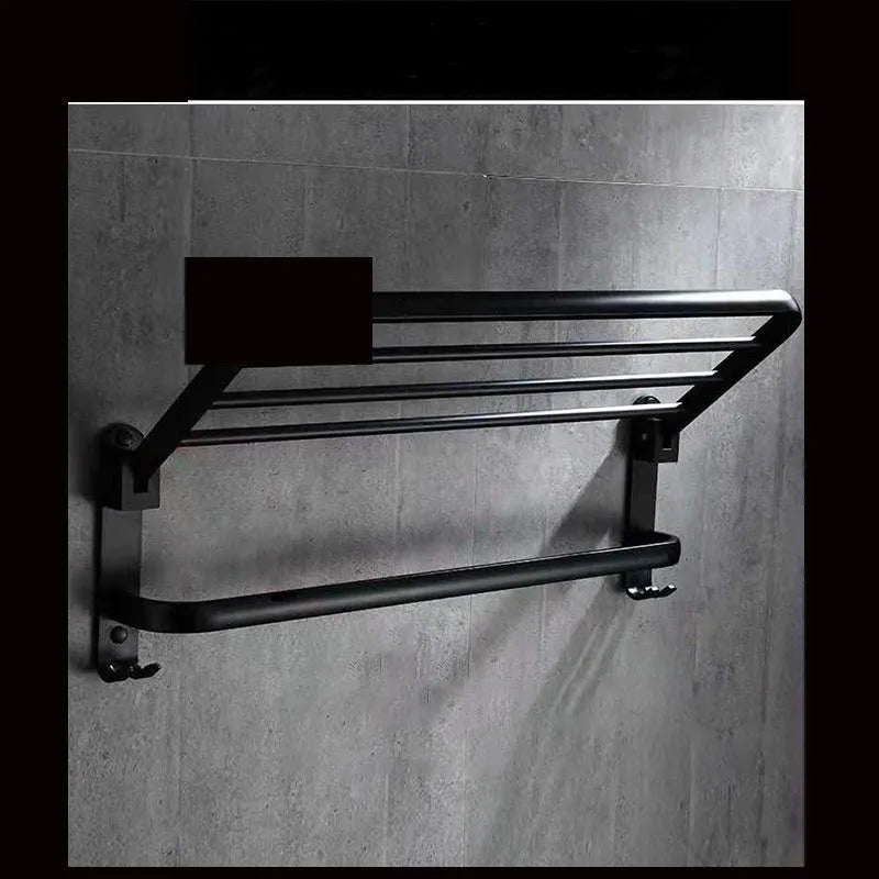 Silver anodised aluminium two-tier bathroom wall shelf with perforations