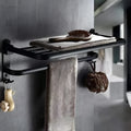 Silver anodised aluminium two-tier bathroom wall shelf with perforations