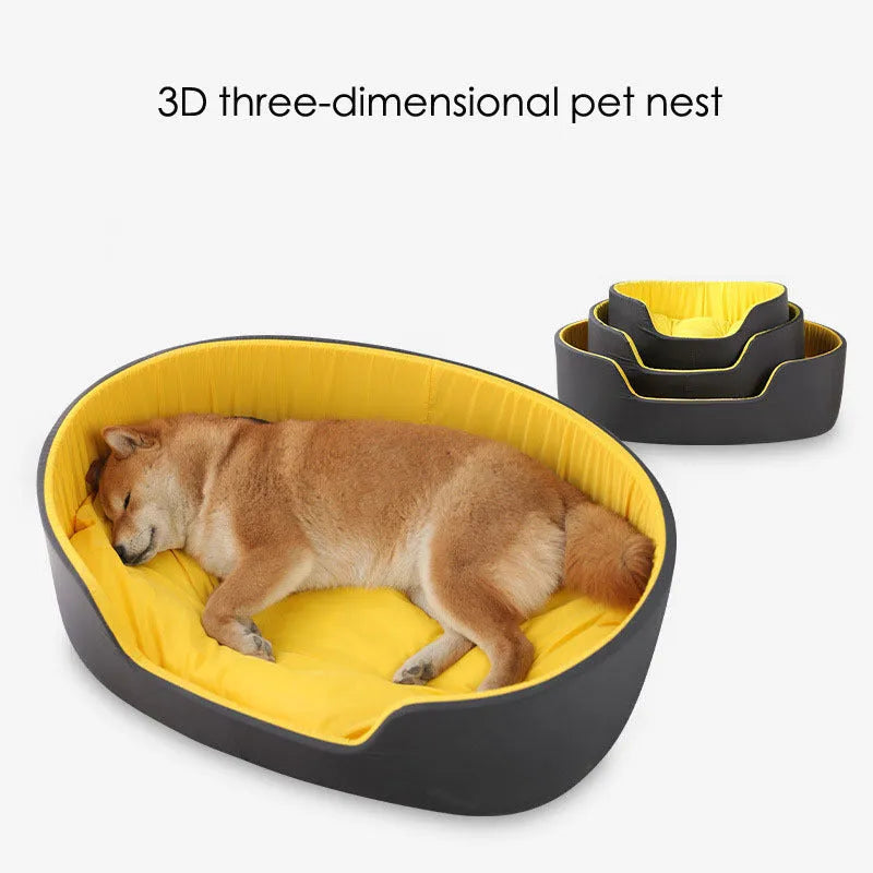 Washable fabric pet kennel for dogs and cats in black or green with removable cushion