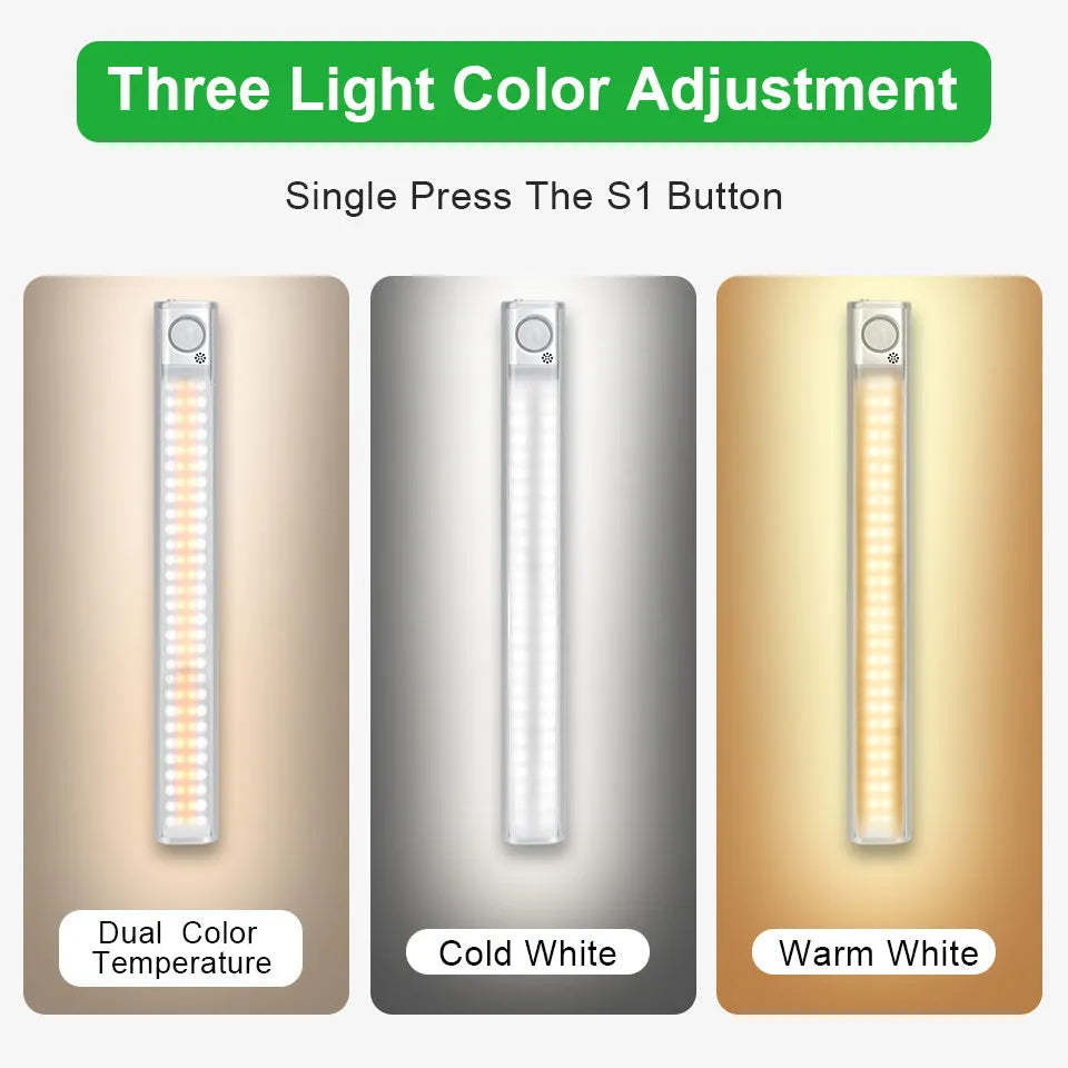 Smart USB rechargeable motion sensor cabinet light with aluminium alloy shade