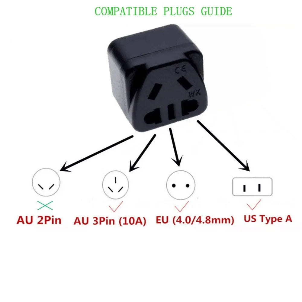 Square UK three-pin plug adapter for universal international socket conversion in white or black