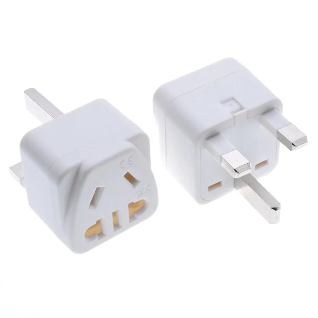Square UK three-pin plug adapter for universal international socket conversion in white or black