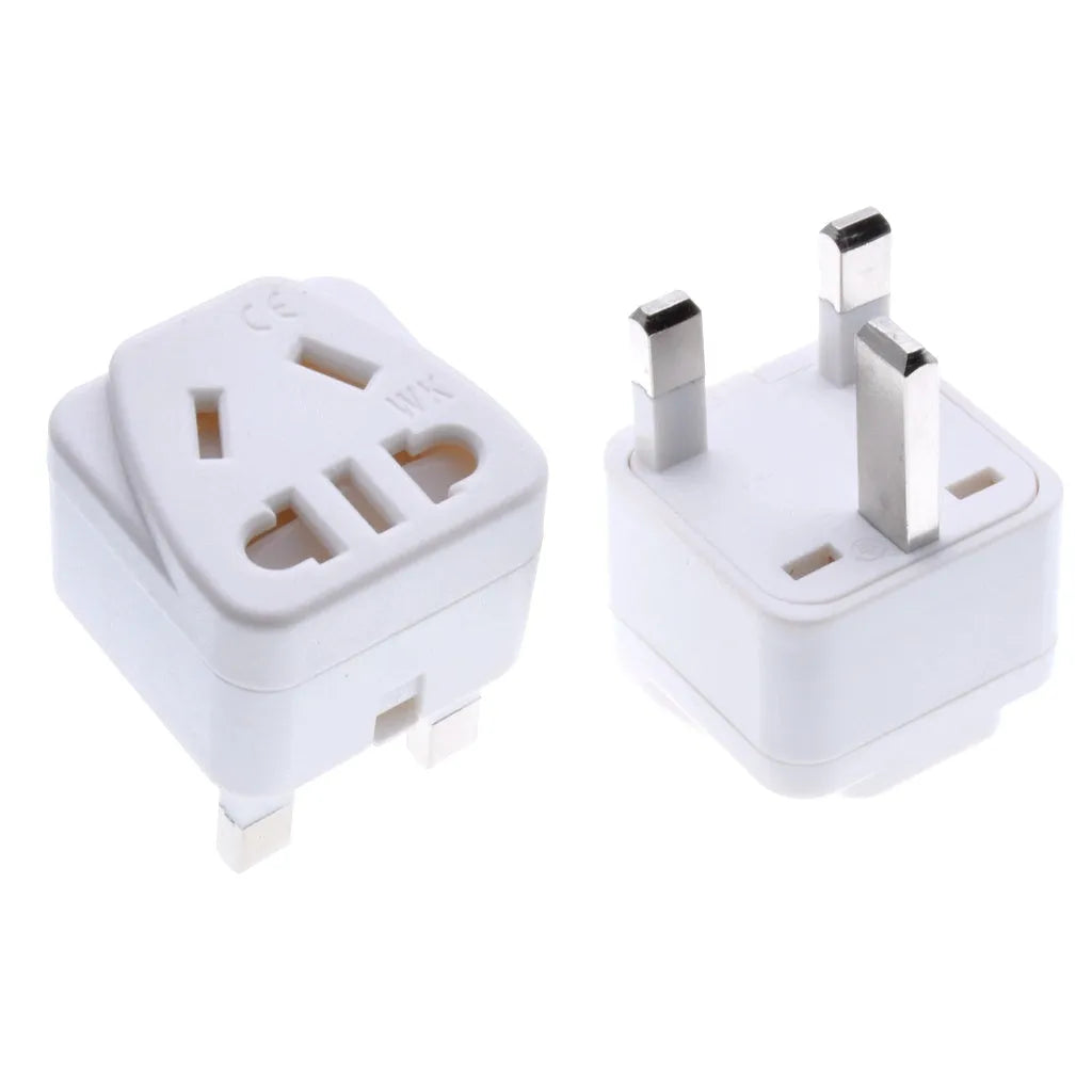 Square UK three-pin plug adapter for universal international socket conversion in white or black