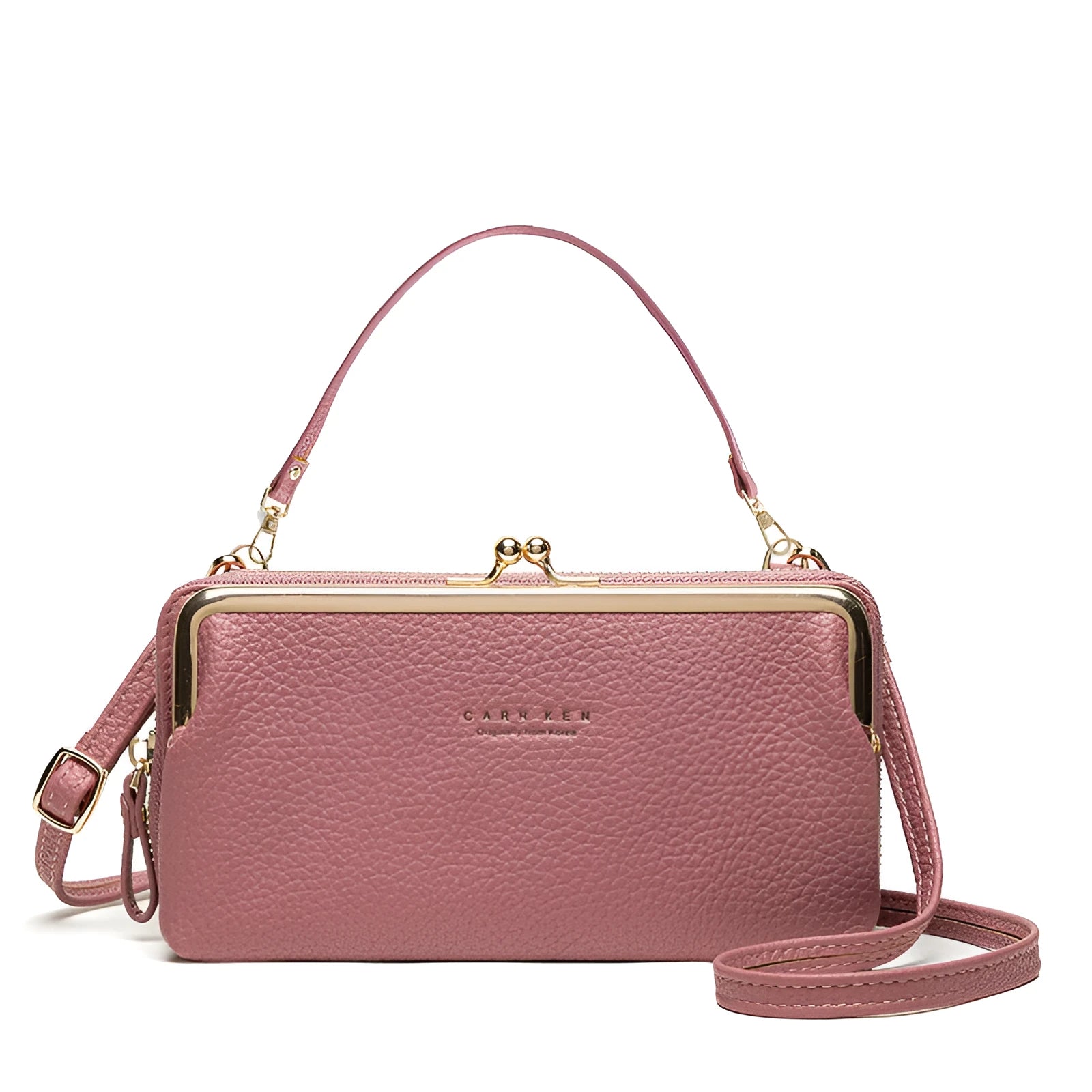 Horizontal Korean style PU leather messenger bag mini clutch with card slot in lilac colour