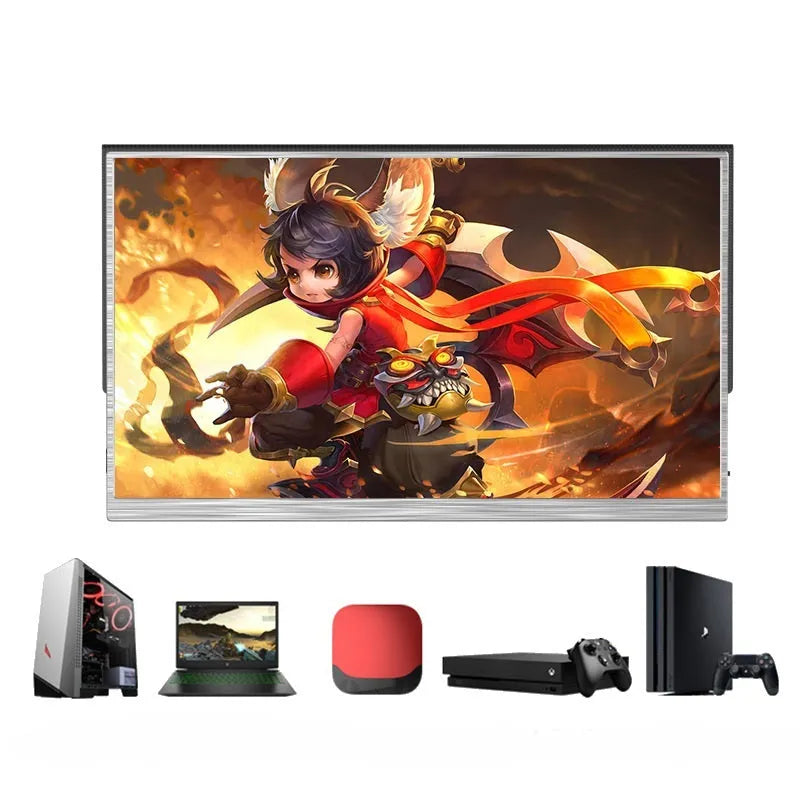 Zeuslap 15-inch portable display showing split-screen function with gaming content
