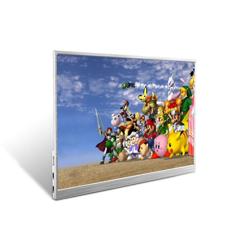 Zeuslap 15-inch portable display showing split-screen function with gaming content