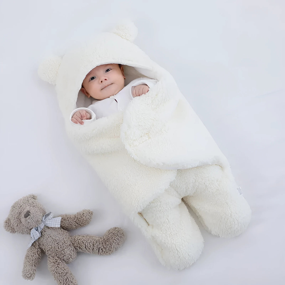 Quilted baby sleeping bag wrapper in cotton blend fabric available in multiple colours and sizes