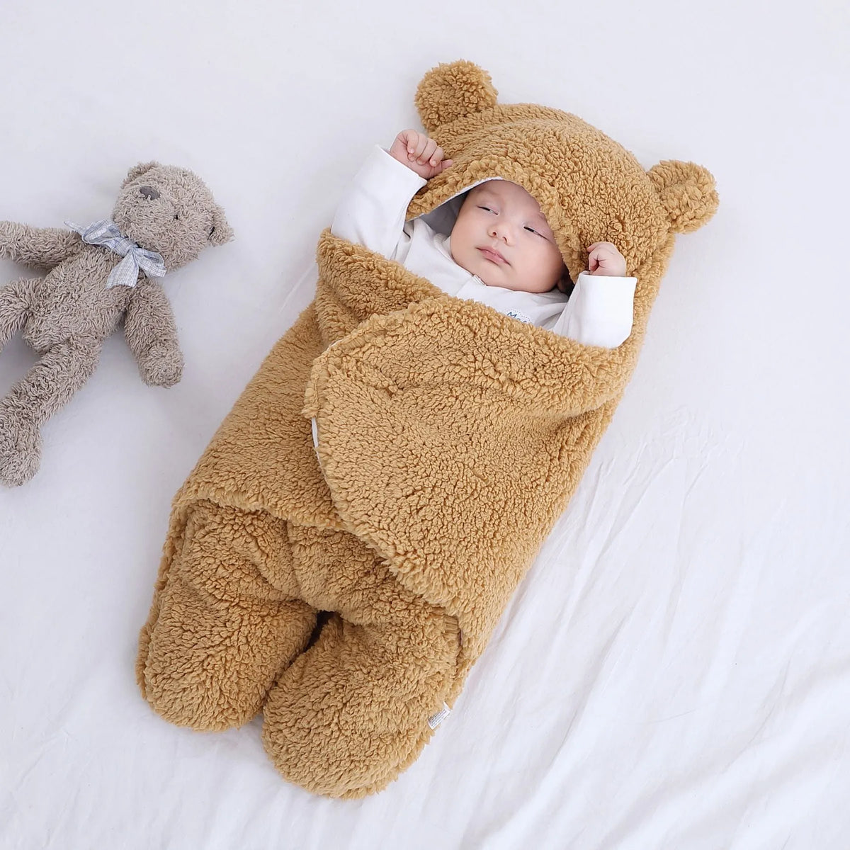 Quilted baby sleeping bag wrapper in cotton blend fabric available in multiple colours and sizes