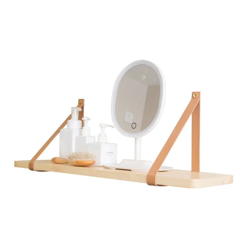 Nordic style pine wood wall storage rack measuring 50cm wide, wall mounted for organising household items