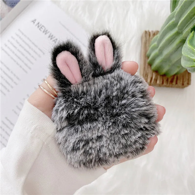 Pink rabbit ear silicone protective cover for Apple AirPods Pro case