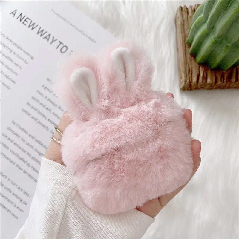 Pink rabbit ear silicone protective cover for Apple AirPods Pro case