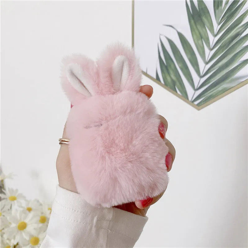 Pink rabbit ear silicone protective cover for Apple AirPods Pro case