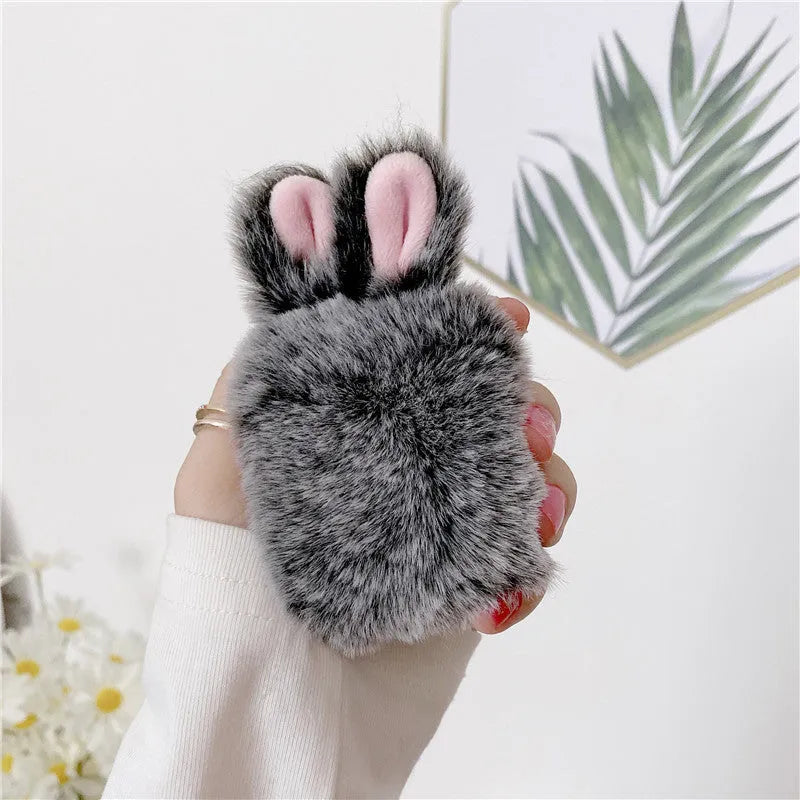 Pink rabbit ear silicone protective cover for Apple AirPods Pro case