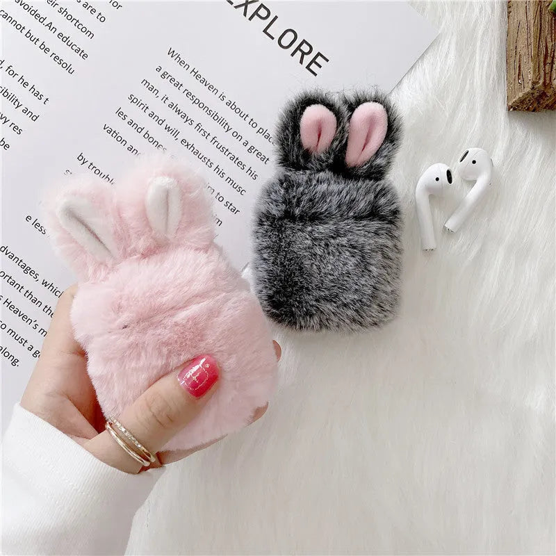 Pink rabbit ear silicone protective cover for Apple AirPods Pro case