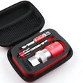 Red metric socket set with 7-19mm and 9-21mm universal sleeves for electric screwdrivers
