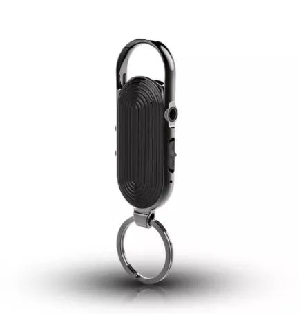 Black zinc alloy portable voice recorder with voice control and encryption features