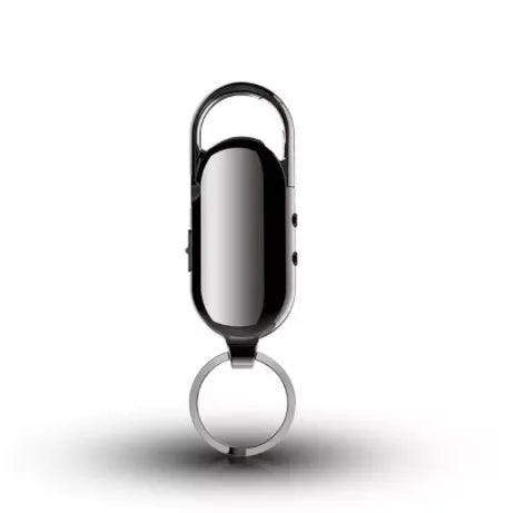 Black zinc alloy portable voice recorder with voice control and encryption features
