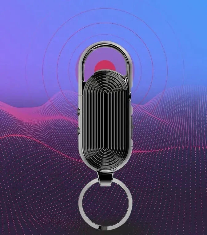 Black zinc alloy portable voice recorder with voice control and encryption features