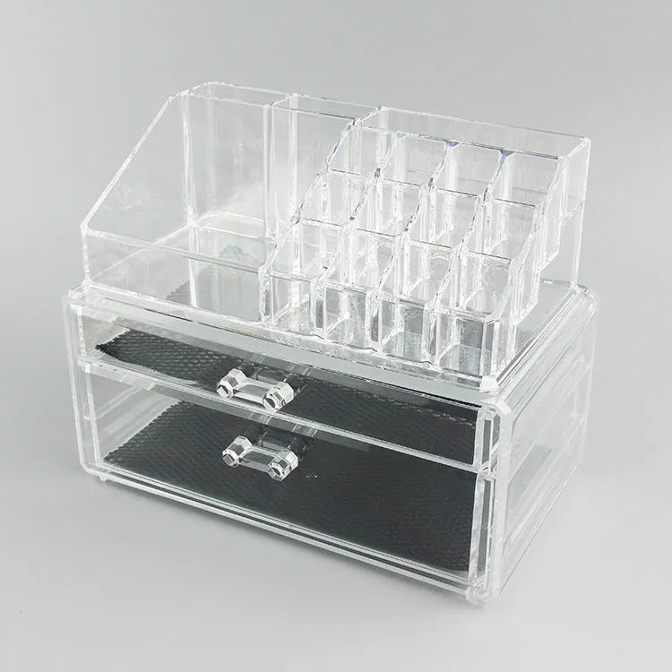 Transparent acrylic foldable storage organiser box with 18 litre capacity for makeup and cosmetics