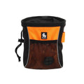 Orange and green dog training waist bags showing removable waste compartment and adjustable waist strap