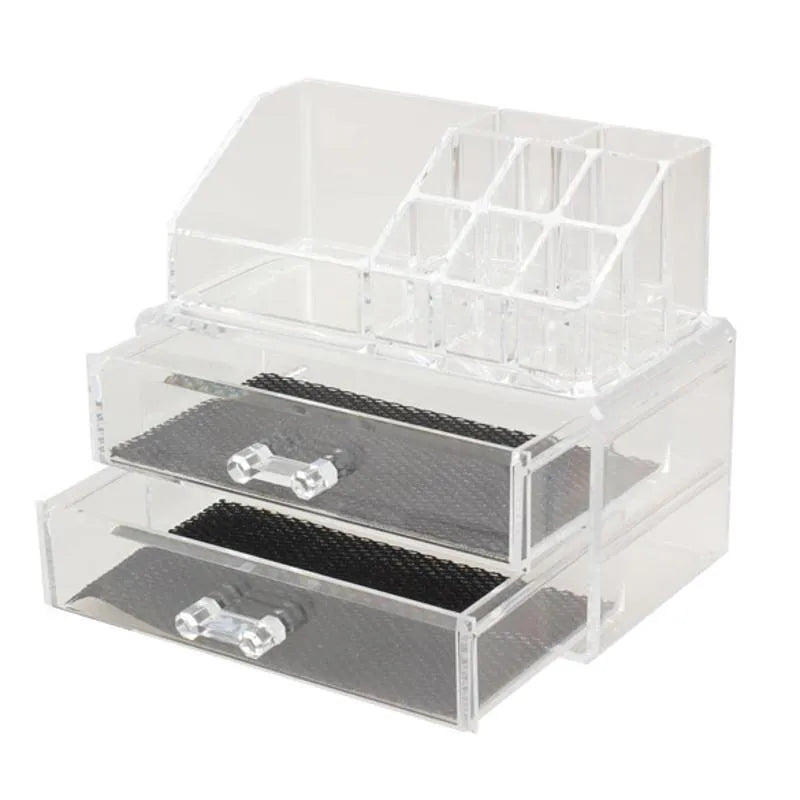 Transparent acrylic foldable storage organiser box with 18 litre capacity for makeup and cosmetics