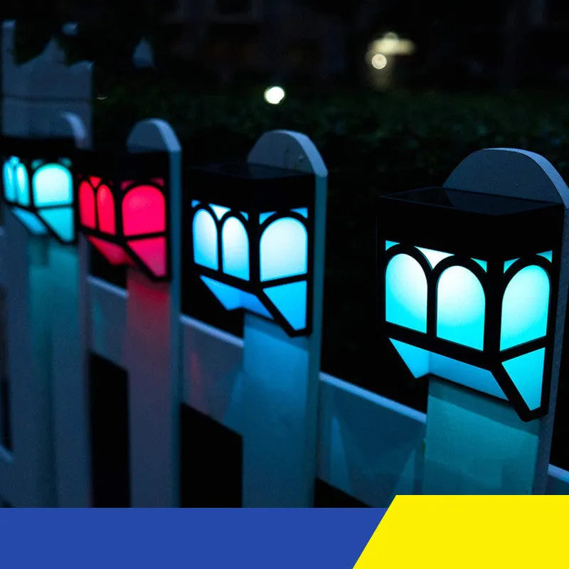 Solar-powered outdoor wall lamp with IP67 waterproof rating for garden and courtyard decoration