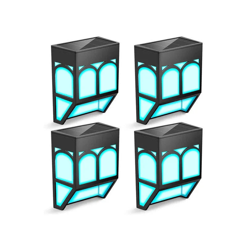 Solar-powered outdoor wall lamp with IP67 waterproof rating for garden and courtyard decoration
