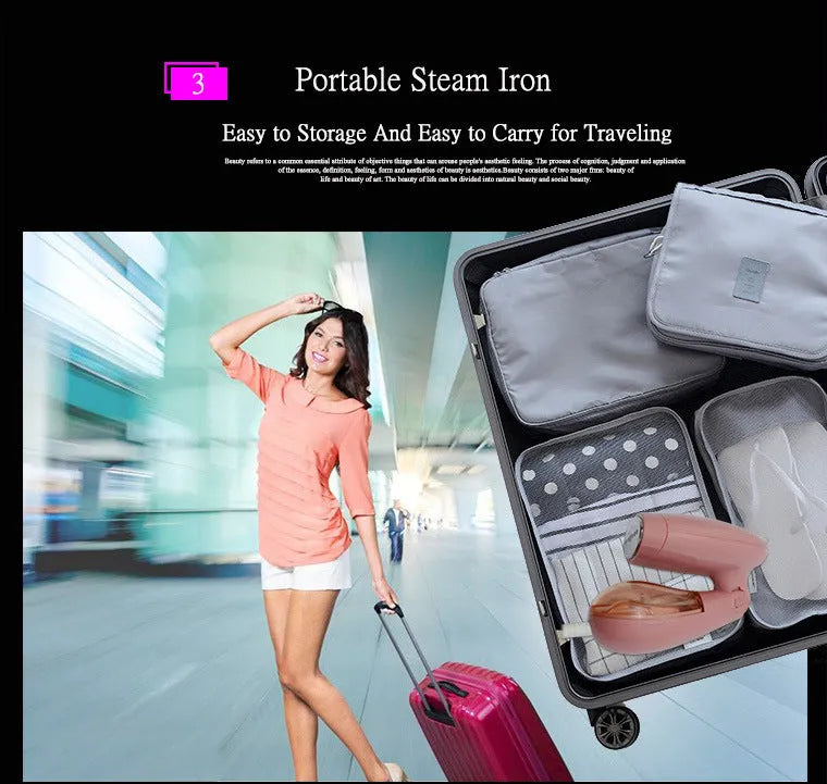 Pink Sokany handheld steam ironing brush with 1500W power and EU plug