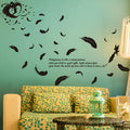 Black feather angel three generations removable wall sticker measuring 50 by 70 centimetres