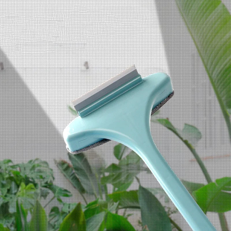 Sand-washing window cleaning brush with double-sided sassafras head and crevice brush for household use
