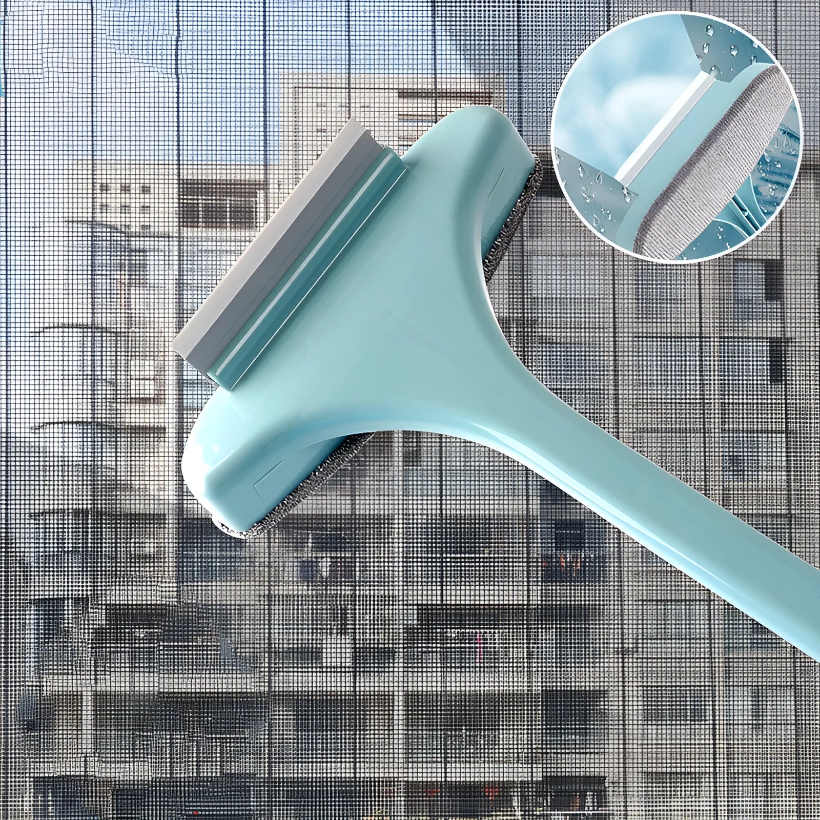 Sand-washing window cleaning brush with double-sided sassafras head and crevice brush for household use