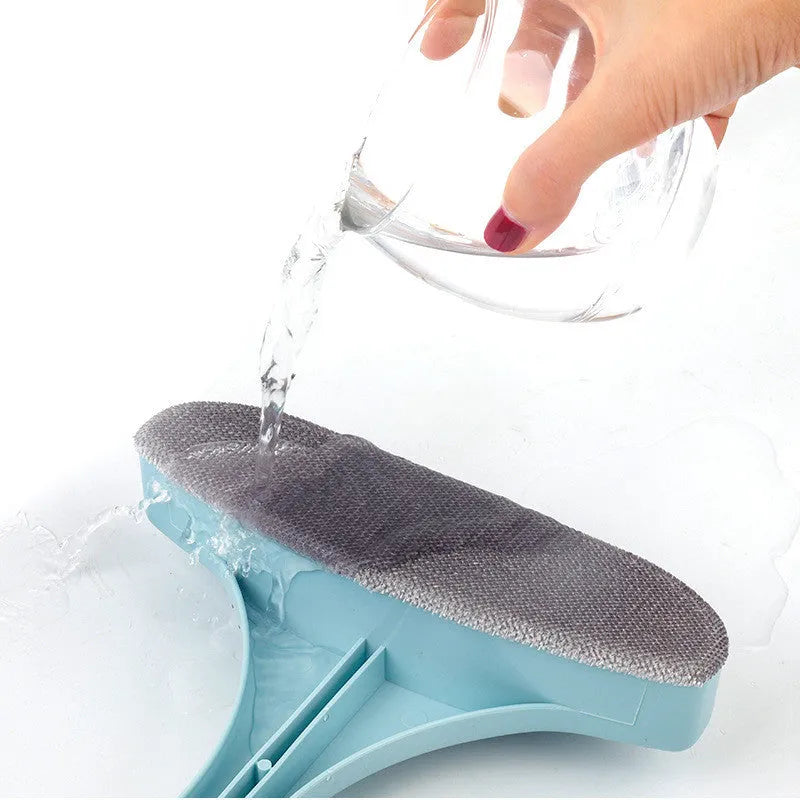 Sand-washing window cleaning brush with double-sided sassafras head and crevice brush for household use