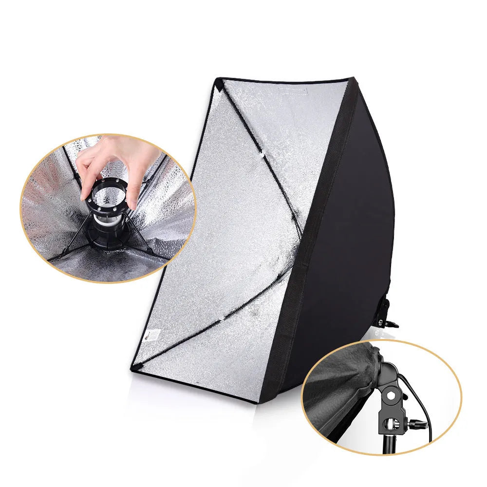 LIBEN 50x70cm soft light box on a 2 metre stand for iPhone photography and live streaming