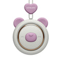 Mini bladeless neckband fan with hanging rope showing USB charging port and three-speed button