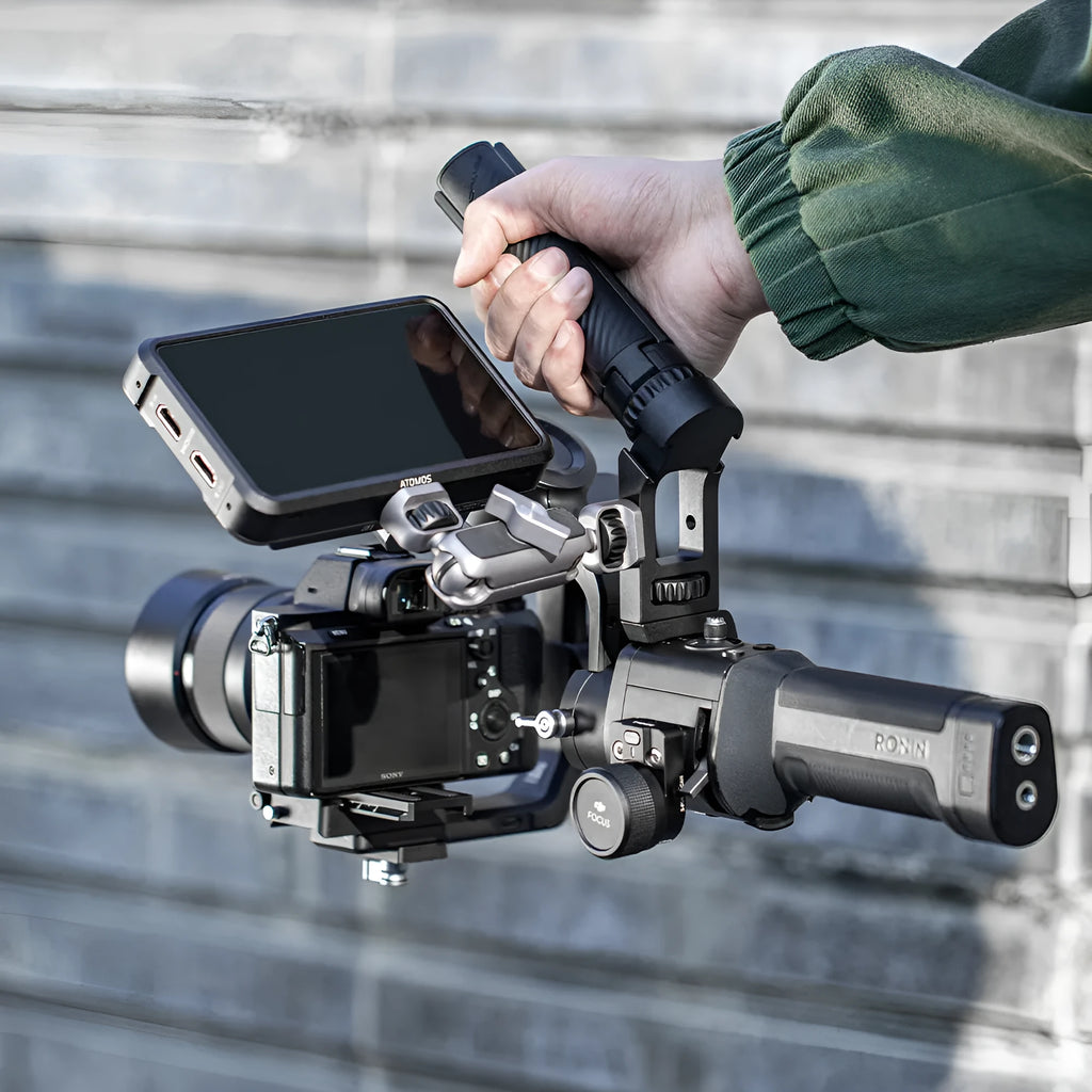 PGYTECH aluminium alloy gimbal mount accessory for DJI Ronin S and SC on a tripod.